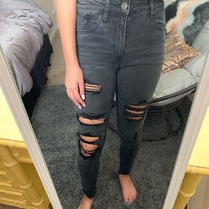 American Eagle Black Distressed & Ripped Jeans